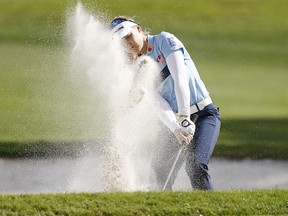 Brooke Henderson plays a shot out of a bunker on the seventh hole during the third round of the Diamond Resorts Tournament of Champions at Tranquilo Golf Course at Four Seasons Golf and Sports Club Orlando on Jan. 18, 2020 in Lake Buena Vista, Fla.