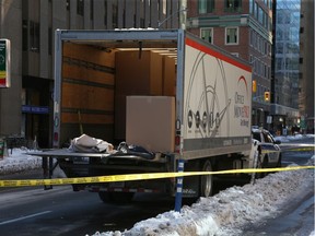 Laurier Avenue is closed between Elgin and Metcalfe Streets due to an industrial accident, January 17, 2020.