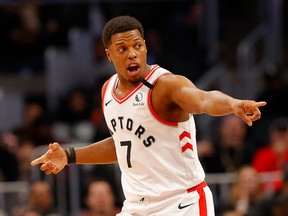 Raptors point guard Kyle Lowry get an 'A' in Ryan Wolstat's mid-season grades. (GETTY IMAGES)