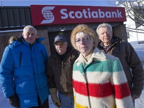 Members of the committee battling to save the bank branch in Beachburg include, left to right, Dave Shields, Dave Mackay, Gwen Bennett and Joe Trimm.