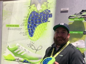 Casey David Lennon, brand activation manager for adidas Golf Canada, provides a sneak peek for the company's new CODECHAOS shoe, which is getting plenty of buzz at the PGA Merchandise Show in Orlando.