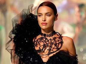 Model Irina Shayk presents a creation by designer Jean Paul Gaultier as part of his Haute Couture Spring/Summer 2020 collection show in Paris, France, January 22, 2020.