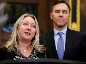 Minister of Middle Class Prosperity Mona Fortier with Finance Minister Bill Morneau.