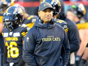 Hamilton Tiger-Cats head coach Orlondo Steinauer during the 107th Grey Cup CFL championship football game in Calgary on Sunday, November 24, 2019. (Al Charest/Postmedia)