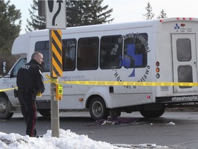 Ottawa police on the scene where a pedestrian was struck at Carling near Parkdale in Ottawa Tuesday Jan 7, 2020.