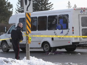 Ottawa police on the scene where a pedestrian was struck at Carling near Parkdale in Ottawa Tuesday Jan 7, 2020.