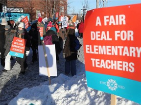 Teachers walked out on strike and were picketing at Churchill Alternative School in Ottawa Monday Jan 20, 2020.