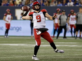 Calgary Stampeders quarterback Nick Arbuckle loads up during an August 2019 game.