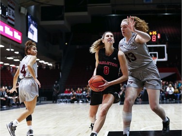 in the women's Capital Hoops Classic basketball game between the University of Ottawa and Carleton University