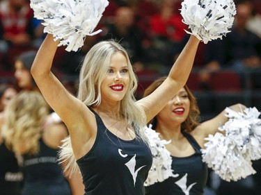 Carleton Ravens cheerleaders entertain during the women's Capital Hoops Classic basketball game between the University of Ottawa and Carleton University.