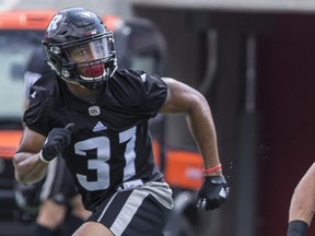 Ottawa Redblacks Kevin Brown takes part in a practice at TD Place Stadium. Errol McGihon/Postmedia