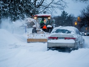 Snow removal contractors arrive.