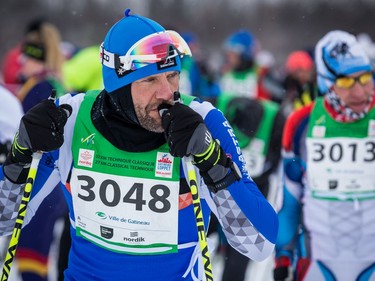 Martin Tremblay deep in thought before taking part in the 27 km Classic event at the Gatineau Loppet. February 15, 2020. Errol McGihon/Postmedia