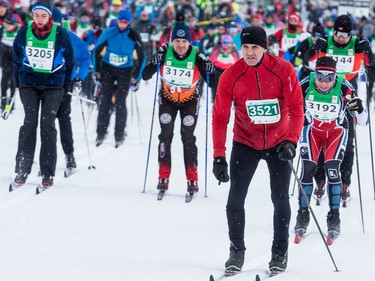 Competitors start in waves for the 27 km Classic event at the Gatineau Loppet. February 15, 2020. Errol McGihon/Postmedia