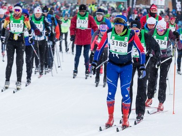 Competitors start in waves for the 27 km Classic event at the Gatineau Loppet. February 15, 2020. Errol McGihon/Postmedia