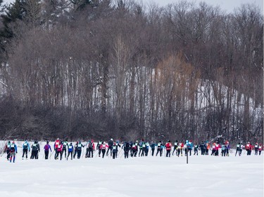 Competitors head in to the forested portion of the 27 km Classic event at the Gatineau Loppet. February 15, 2020. Errol McGihon/Postmedia