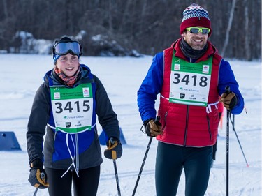 Clemence Frances (#3415) and Nicolas Kerbrat (#3418) competing in the 27 km Classic event at the Gatineau Loppet. February 15, 2020. Errol McGihon/Postmedia