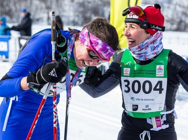 Katherine Knight (#3026) and Coralie Beauchamp (#3004) placed 2nd and 3rd respectively in the 27 km Classic event at the Gatineau Loppet. February 15, 2020. Errol McGihon/Postmedia
