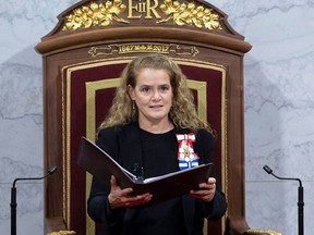 FILES: Governor General Julie Payette delivers the Speech from the Throne at the Senate in Ottawa on December 5, 2019.