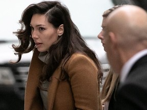 Witness Jessica Mann arrives at the Manhattan Criminal Court to testify in the trial of Harvey Weinstein in New York, on Tuesday, Feb. 4, 2020.