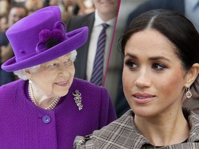 Meghan Markle, right, is 'disappointed' In the Queen's decision to get rid of Sussex Royal brand.