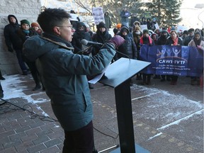 Catherine McKenney along with hundreds of supporters gathered at city hall in Ottawa Wednesday Jan 29, 2020. McKenny was going to motion to declare a Housing Emergency.