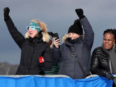 Fans cheering during the 27 km Freestyle race at the Gatineau Loppet on Sunday.