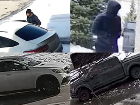Ottawa police are looking for a pair of vehicles and two possible suspects in connection with break-ins in Orléans and Kanata.