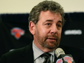 New York Knicks owner James Dolan tests positive for COVID-19, according to multiple sources. (Chris Trotman/Getty Images)