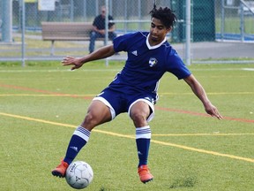 Midfielder Michel Djaozandry for Atlético Ottawa. File photo.