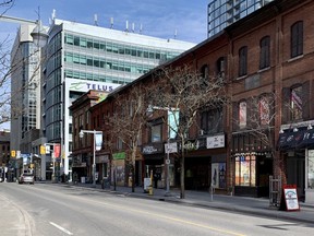 Files: A very quiet Bank Street in downtown Ottawa in March, 2020.