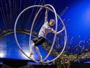 Cirque du Soleil artists perform moves during a rehearsal of Alegra at Ontario Place in Toronto on Wednesday September 18, 2019.