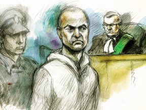 Alek Minassian Justice of the Peace Stephen Waisberg 1000 Finch Ave. w. Court April 24, 2018 Sketch by Pam Davies