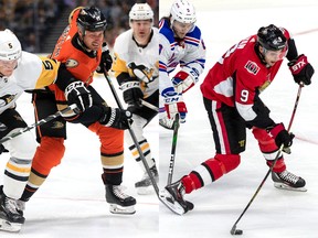 Ryan Getzlaf of the Anaheim Ducks (left) and Bobby Ryan of the Ottawa Senators.