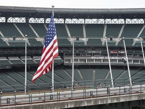 A general view of T-Mobile Park on what was supposed to be opening day between the Texas Rangers and Seattle Mariners, in Seattle, Thursday, March 26, 2020.