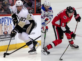 Pittsburgh Penguins' Sydney Crosby (left) and Ottawa Senators Bobby Ryan