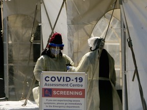 A COVID-19 Assessment Centre outside of Scarborough Health Network - Birchmount Hospital on March 21, 2020. Veronica Henri/Toronto Sun