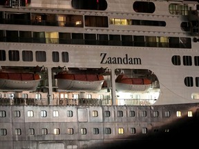 The cruise ship MS Zaandam, where passengers have died on board, navigates through the pacific side of the Panama Canal, in Panama City, March 29, 2020.