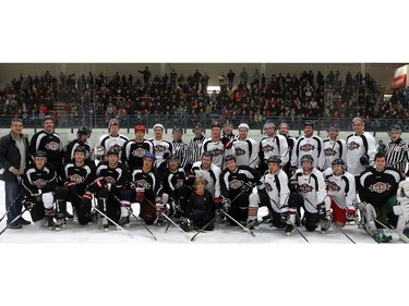 YELLOWKNIFE, N.W.T. NOVEMBER 18,  2012 --- A number of Ottawa Senators and other NHL players arrived in Yellowknife in the Northwest Territories Sunday to begin their Northern Lights Dream Tour, which will include three exhibition games in Yellowknife, Inuvik, and Whitehorse (Yukon). Here, the whole team in Whitehorse.