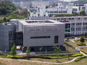 An aerial view shows the P4 laboratory at the Wuhan Institute of Virology in Wuhan in China's central Hubei province on April 17, 2020.