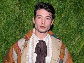 Ezra Miller attends the CFDA / Vogue Fashion Fund 15th Anniversary Event at Brooklyn Navy Yard in New York City on Nov. 5, 2018.
