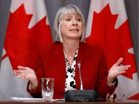FILE PHOTO: Canada's Minister of Health Patty Hajdu attends a news conference on the novel coronavirus outbreak on Parliament Hill.