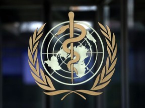 A logo is pictured on the headquarters of the World Health Organization (WHO) ahead of a meeting of the Emergency Committee on the novel coronavirus (2019-nCoV) in Geneva, Switzerland, January 30, 2020.