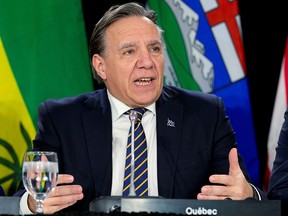 Quebec Premier Francois Legault is pictured during a news conference after a meeting with premiers in Toronto on Dec. 2, 2019.