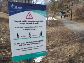 A sign at Patterson's Creek Park. Parks are now closed except for walk through.