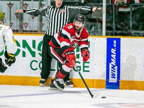 Ottawa 67's Austen Keating in a game against the North Bay Battalion on Sunday, February 8, 2020.