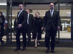 Meng Wanzhou, chief financial officer of Huawei, leaves B.C. Supreme Court in Vancouver on Jan. 23, 2020.