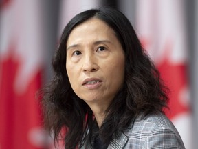 Chief Public Health Officer Theresa Tam responds to a question during a news conference on Parliament Hill Thursday May 28, 2020 in Ottawa.