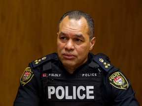 Chief of the Ottawa Police Service Peter Sloly during an editorial board meeting with the Ottawa Citizen/Ottawa Sun. February 25, 2020.