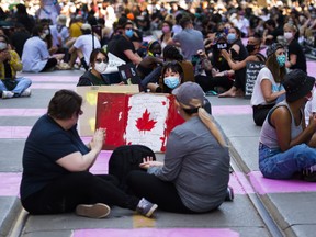 Thousands of people demonstrate during a Black Lives Matter protest in Toronto on Friday, June 19, 2020.